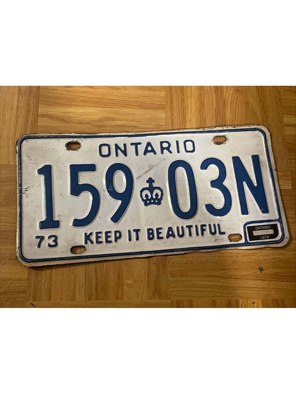 Ontario ON Canada License Plate 159 03N Expired 1978